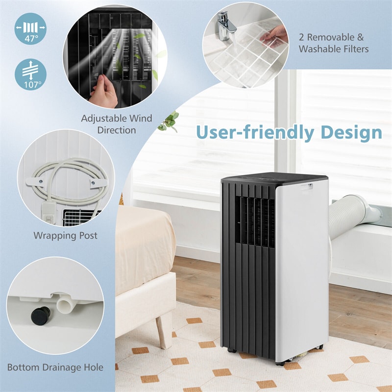 10000 BTU Portable Air Conditioner 3-in-1 AC Cooling Unit with Dehumidifier, Remote Control & Window Kit