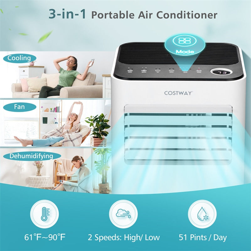 10000 BTU Portable Air Conditioner with Remote Control, 3-in-1 Air Cooler with Fan, Dehumidifier & Sleep Mode
