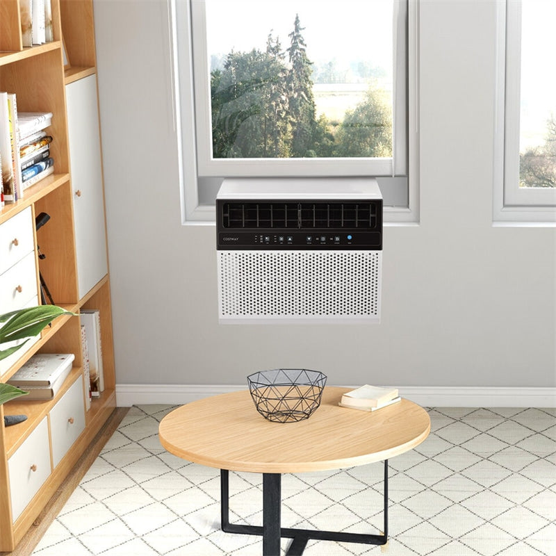 10000 BTU Saddle Window Air Conditioner Over-the-Sill AC unit with Energy Saver Modes, Remote & LED Control Panel