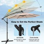 10 Ft Solar LED Offset Patio Umbrella Outdoor Cantilever Umbrella Steel Market Umbrella with 40 Lights & Cross Base
