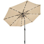 10' Solar LED Lighted Patio Umbrella Steel Tilting Market Umbrella Outdoor Table Umbrella with Tilt Adjustment Crank