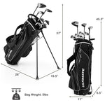 10 Pieces Men's Complete Golf Club Set Right Hand Golf Club Package Set with 460cc Alloy #1 Driver & Portable Stand Bag