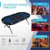 10-Player Poker Table Foldable Casino Leisure Table Card Game Table Texas Holdem Table with Cup Holder & 4 USB Ports