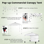 10' x 10' Commercial Pop Up Canopy Tent Folding Instant Market Tent Outdoor Event Tent with Sidewalls, 2 Hanging Bars & Banner Strip