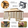 10' x 13' Steel Frame Gazebo 2-Tier Patio Gazebo Canopy Tent Shelter with Removable Netting & 130 Sq.Ft Shade for Outdoor Garden Yard