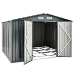 10' x 7.7' Outdoor Metal Storage Shed Galvanized Steel Utility Tool Storage House Waterproof Garden Shed with 4 Vents Lockable Doors