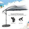 10FT Hanging Cantilever Umbrella Offset Patio Umbrella 8 Steel Ribs Outdoor Market Umbrella with Cross Base, Crank & Tilt Adjustment