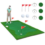 10 x 5FT Golf Putting Green Large Professional Golf Training Mat Indoor Outdoor Golf Putting Practice Mat with Artificial Grass Turf, 3 Golf Holes