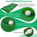10 x 5FT Golf Putting Green Large Professional Golf Training Mat Indoor Outdoor Golf Putting Practice Mat with Artificial Grass Turf 3 Golf Holes