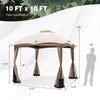 10' x 10' 2-Tier Patio Gazebo Easy-Setup Heavy-Duty Outdoor Canopy Gazebo with Netting & 4 Sandbags