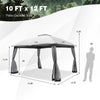 10' x 12' 2-Tier Patio Gazebo Easy-Setup Heavy-Duty Gazebo Tent Outdoor Gazebo Canopy with Netting & 4 Sandbags