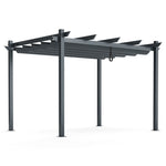 10x12ft Pergola Heavy-Duty Aluminum Outdoor Pergola Large Patio Shelter Pavilion with Retractable Sun Shade Canopy