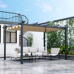 10x13ft Heavy-Duty Aluminum Outdoor Pergola Large Patio Shelter Pavilion with Retractable Sun Shade Canopy