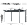 10x13ft Outdoor Retractable Pergola Heavy-Duty Aluminum Large Patio Shelter Pavilion with Sun Shade Canopy