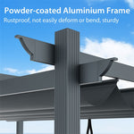 10x13ft Heavy-Duty Aluminum Outdoor Pergola Large Patio Shelter Pavilion with Retractable Sun Shade Canopy