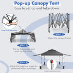 10 x 17.6 FT Pop-up Canopy Tent 2 Tier Outdoor Canopy Easy Setup Instant Tent with Adjustable Dual Awnings & Wheeled Bag