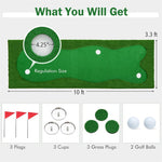 10 x 3.3FT Golf Putting Green Large Professional Golf Training Mat Indoor Outdoor Golf Putting Practice Mat with Artificial Grass Turf, 3 Holes, 3 Flags