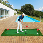 10 x 3.3FT Golf Putting Green Large Professional Golf Training Mat Indoor Outdoor Golf Putting Practice Mat with Artificial Grass Turf, 3 Holes, 3 Flags