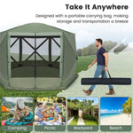 11.5' x 11.5' Pop Up Screen Tent 6-Sided Camping Gazebo Tent Outdoor Instant Canopy Shelter with Netting 2 Wind Clothes & Carry Bag