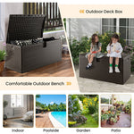 120 Gallon Resin Deck Box Outdoor Storage Box Patio Bin Container with Gas Struts for Furniture Cushions Garden Tools Toys