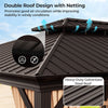12' x 20' Double-Roof Hardtop Gazebo Outdoor Galvanized Steel Roof Gazebo Aluminum Frame Permanent Gazebo Backyard Pavilion with Curtains & Netting