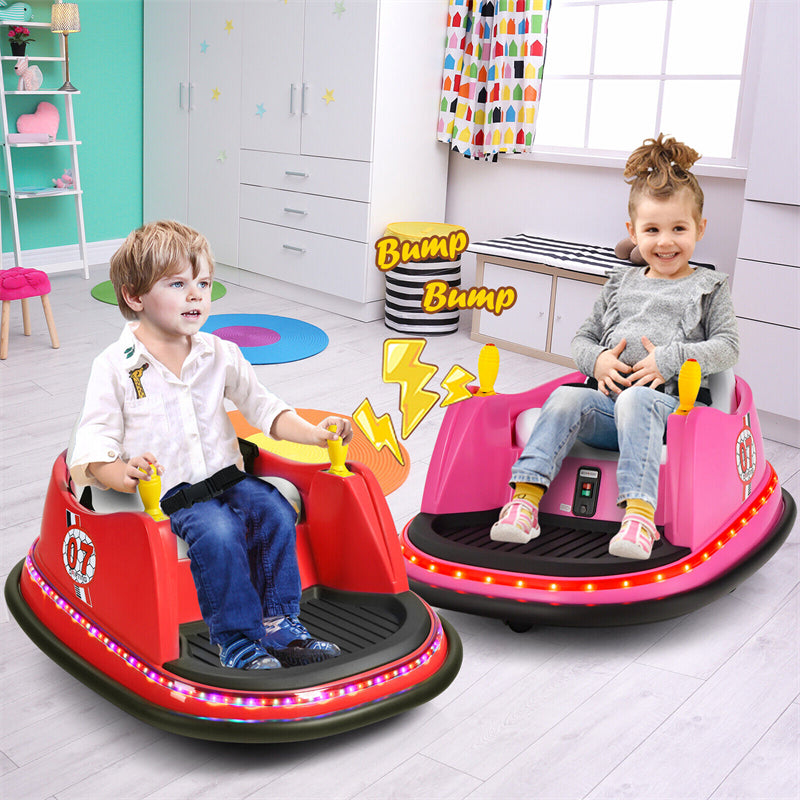 12V Kids Electric Ride On Bumper Car 360° Spin Race Toy Vehicle with Remote Control & Dual Joysticks