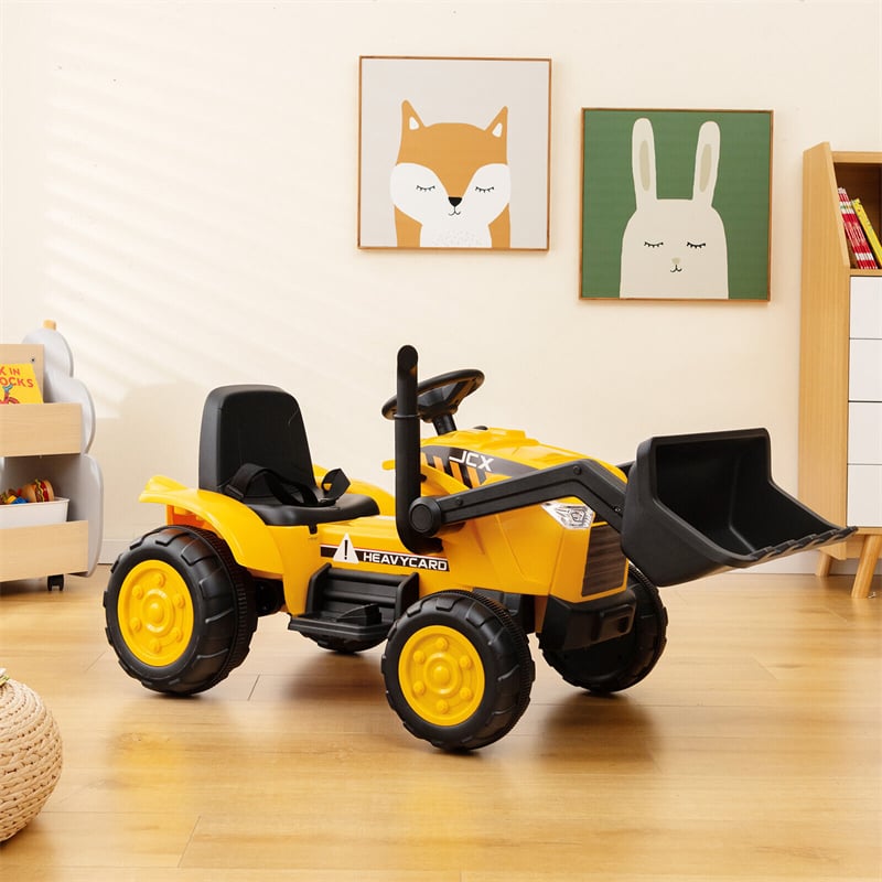 Kids Ride On Excavator 12V Battery Powered Wheel Loader Ride-on Bulldozer Construction Vehicle with Remote Control & Adjustable Digging Bucket