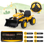 Kids Ride On Excavator 12V Battery Powered Wheel Loader Ride-on Bulldozer Construction Vehicle with Remote Control & Adjustable Digging Bucket