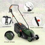 13" Corded Electric Lawn Mower 10-AMP 2-in-1 Walk-Behind Push Lawnmower with Collection Box & 3 Adjustable Height Position
