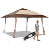13' x 13' Pop-Up Gazebo 2 Tier Patio Gazebo Easy Setup Instant Canopy Outdoor Shelter with 4 Wheels & Carrying Bag