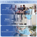 14000 BTU 3-in-1 Portable Air Conditioner with Cooling Fan Dehumidifier Function & Remote Control