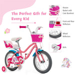 14 Inches Kids Bike Steel Frame Children Bicycle with Removable Training Wheels & Adjustable Seat