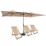 15FT Double-Sided Patio Market Umbrella Large Outdoor Twin Umbrella with Crank Handle & Vented Tops for Poolside Deck Lawn Garden