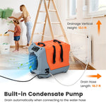 180 Pints Commercial Dehumidifier Built-in Pump Drain Hose Crawl Space Dehumidifier Industrial Dehumidifier with Wheels & Collapsible Handle