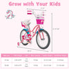 18 Inches Kids Bike Steel Frame Girls Pink Bicycle with Removable Training Wheels & Adjustable Seat