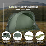 1-Person Cot Tent 4-in-1 Camping Tent Combo Foldable Elevated Tent Set with Waterproof Cover Air Mattress & Carrying Bag