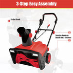 20" Corded Electric Snow Blower 120V 15Amp Snow Thrower for Yard Driveway with Folding Handle & 180° Rotatable Chute