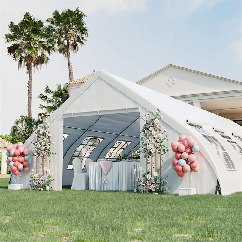 20 x 40FT Heavy Duty Party Tent Large Peach Shaped Event Tent White Outdoor Wedding Canopy Tent With Sidewalls, Zippered Doors & 12 Windows