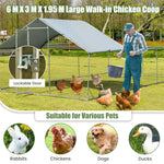 20ft Large Metal Chicken Coop Walk-in Poultry Cage Outdoor Farm Hen Rabbit Run House with All-weather Cover