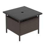 22" Wicker Outdoor Table Patio Rattan Square Side Table with HDPE Tabletop & Umbrella Hole