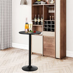 24" Round Bistro Pub Table Modern Bar Height Cocktail Table with Metal Base