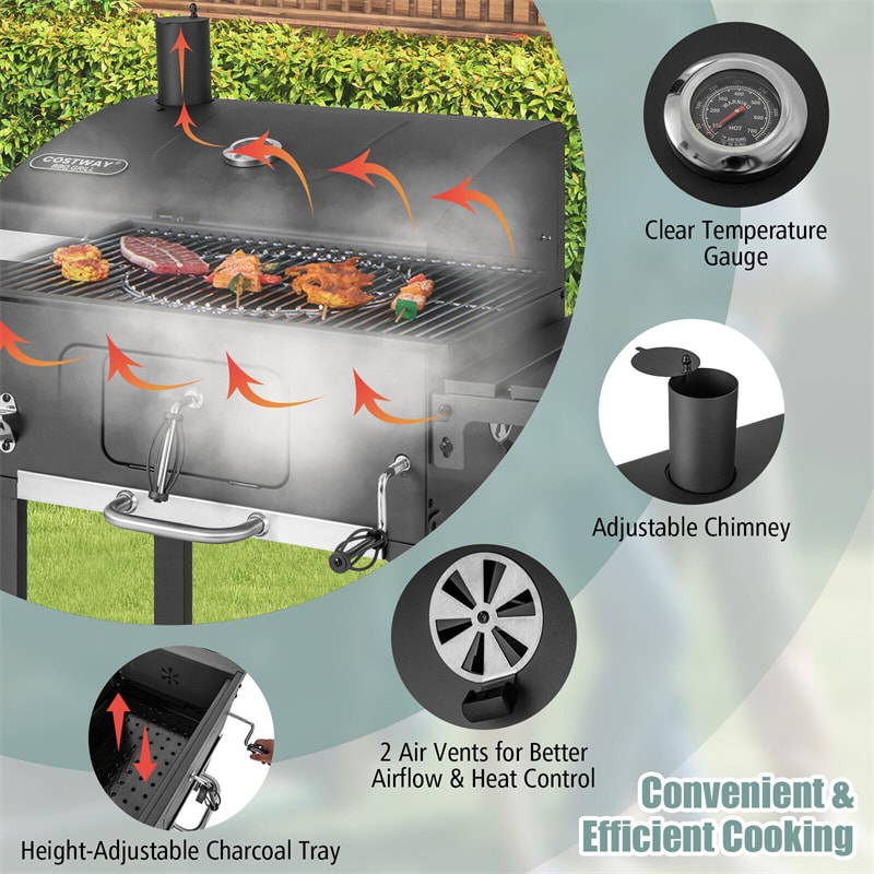 AEDILYS 45 Outdoor Smoker with Side Tables Backyard Griller Party