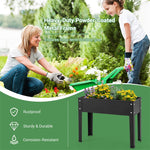 Outdoor Elevated Plant Stand 24" W Metal Raised Garden Bed Standing Planter Box with Drain Hole for Vegetable Flower Fruit