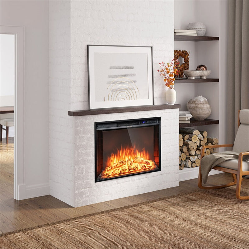 26 Inch Recessed Electric Fireplace Insert Embedded Fireplace Heater with LED Panel & Remote Control