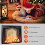 26 Inch Electric Fireplace Insert 750W/1500W Wall Recessed Fireplace Heater with Remote Control & LED Screen