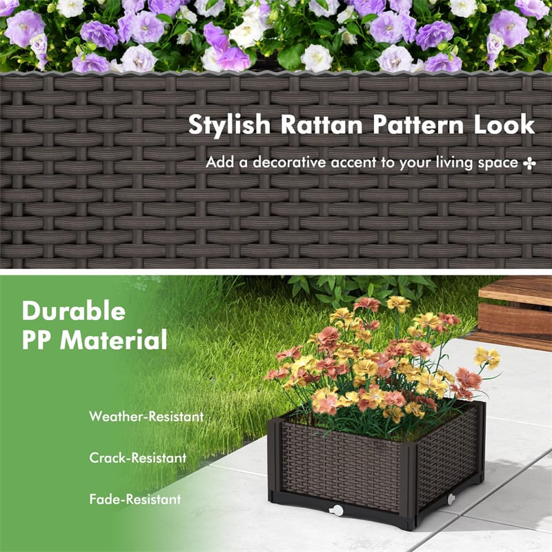 2 PCS Plastic Raised Garden Bed Elevated Planter Box Kit for Flower Vegetable Growing with Self-Watering System & Removable Legs