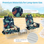 3 Pcs Outdoor Folding Backpack Beach Chairs 5-Position Sling Chair Set with Side Table