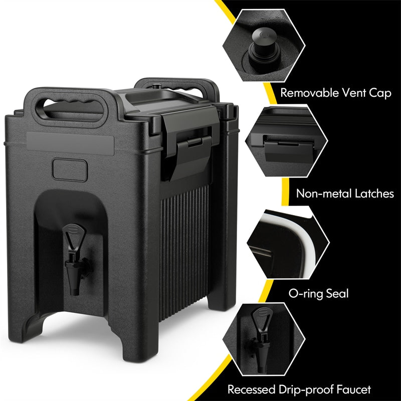 2.5 Gallon Insulated Beverage Dispenser/Server Food-grade Hot & Cold Drink Carrier with Handles & Spring Action Faucet
