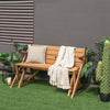 2-in-1 Convertible Wooden Picnic Table Garden Bench Set Folding Outdoor Dining Table with Umbrella Hole