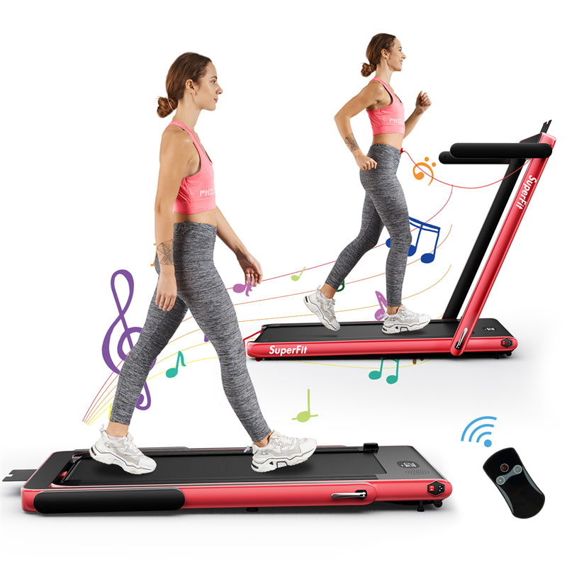 2 in 1 Electric Folding Treadmill 2.25HP Superfit Under Desk Treadmill with LED Display, Remote Control & APP Control